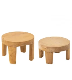 Stolik kawowy LEONI set 2 drewno teak*J-Line