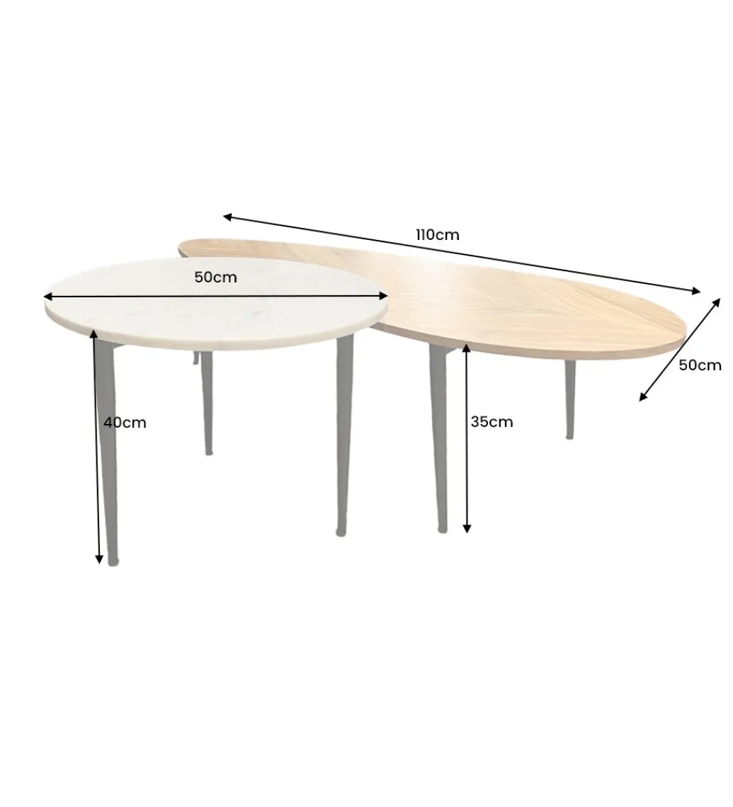 Stolik kawowy LINDO set 2 drewno akacja marmur*Invicta Interior Hot