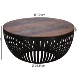 Stolik kawowy LOFTE 70 cm drewno mango*WOHNLING, GERMANY Outlet