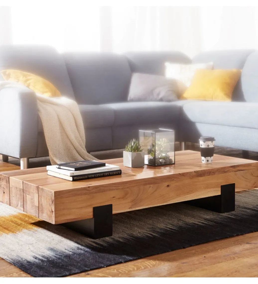 Stolik kawowy LONDA 130 cm drewno akacja*WOHNLING, GERMANY Outlet