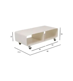 Stolik kawowy LOUNGE 90 x 30 cm beżowa na kołach*KARE Outlet