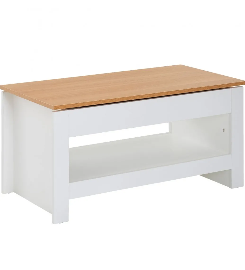 Stolik kawowy MARINA 85 cm biały z dodatkiem koloru dąb*WOHNLING, GERMANY Sale