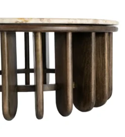 Stolik kawowy MARMOLON 90 cm drewno mango marmur*Zona-Design Online