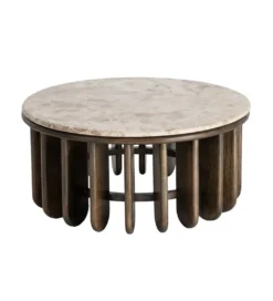 Stolik kawowy MARMOLON 90 cm drewno mango marmur*Zona-Design Online