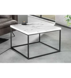 Stolik kawowy MENSA 60 cm w optyce marmuru biały*Invicta Interior Best