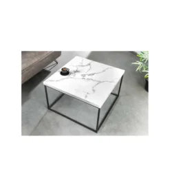Stolik kawowy MENSA 60 cm w optyce marmuru biały*Invicta Interior Best