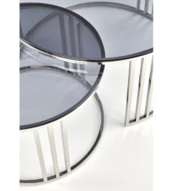 Stolik kawowy MERCURY set 2 srebrny*Halmar