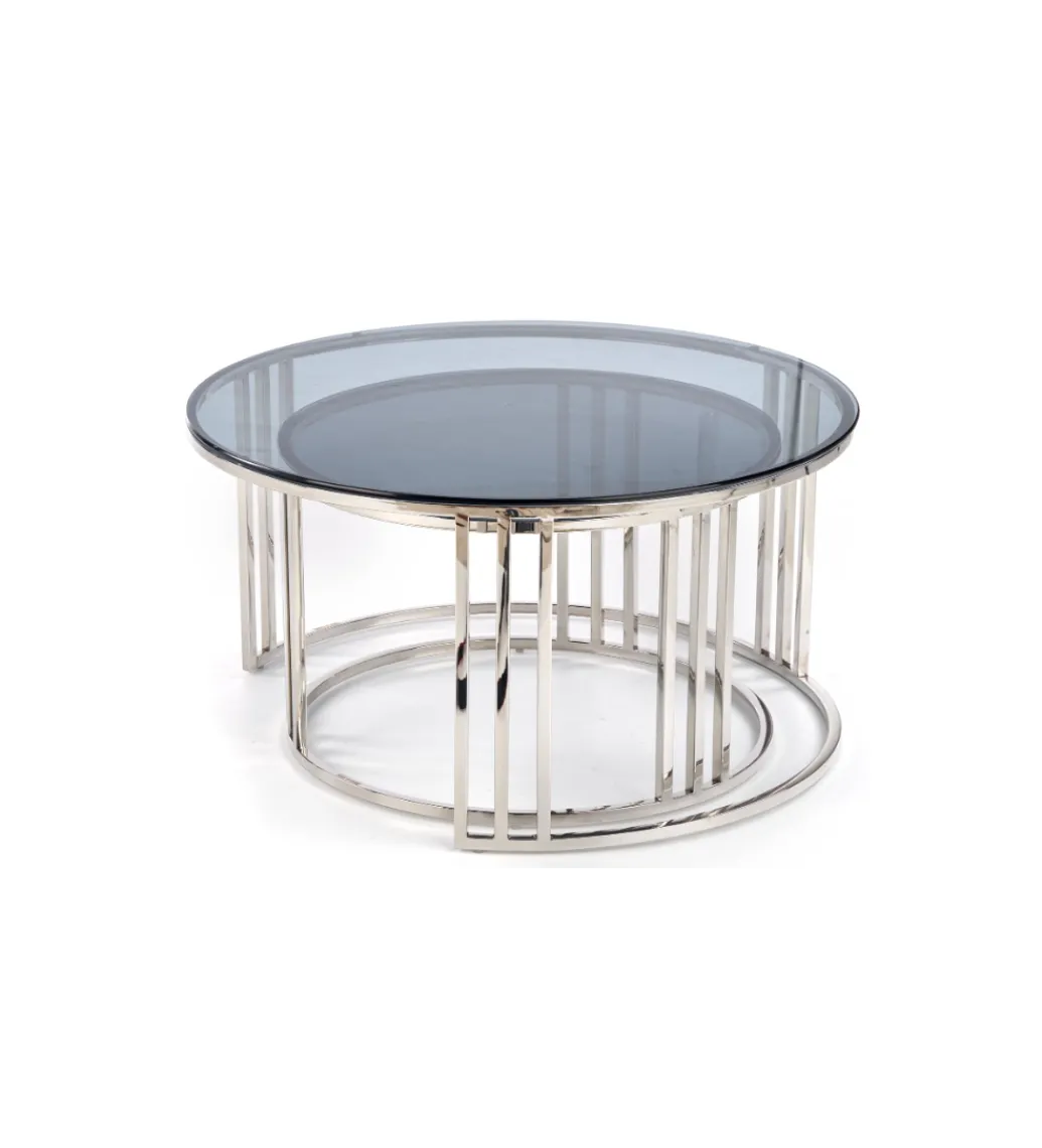 Stolik kawowy MERCURY set 2 srebrny*Halmar
