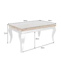 Stolik kawowy MODERN BAROCK BARRACUDA 100 cm chromowany szklany blat BEZ blatu tekowego*Invicta Interior