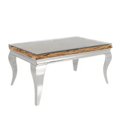 Stolik kawowy MODERN BAROCK BARRACUDA 100 cm chromowany szklany blat BEZ blatu tekowego*Invicta Interior