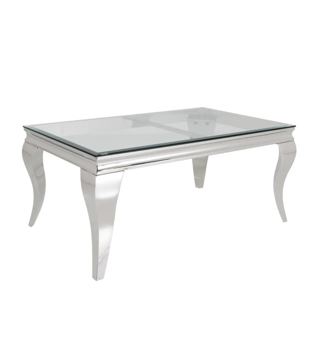 Stolik kawowy MODERN BAROCK BARRACUDA 100 cm chromowany szklany blat BEZ blatu tekowego*Invicta Interior