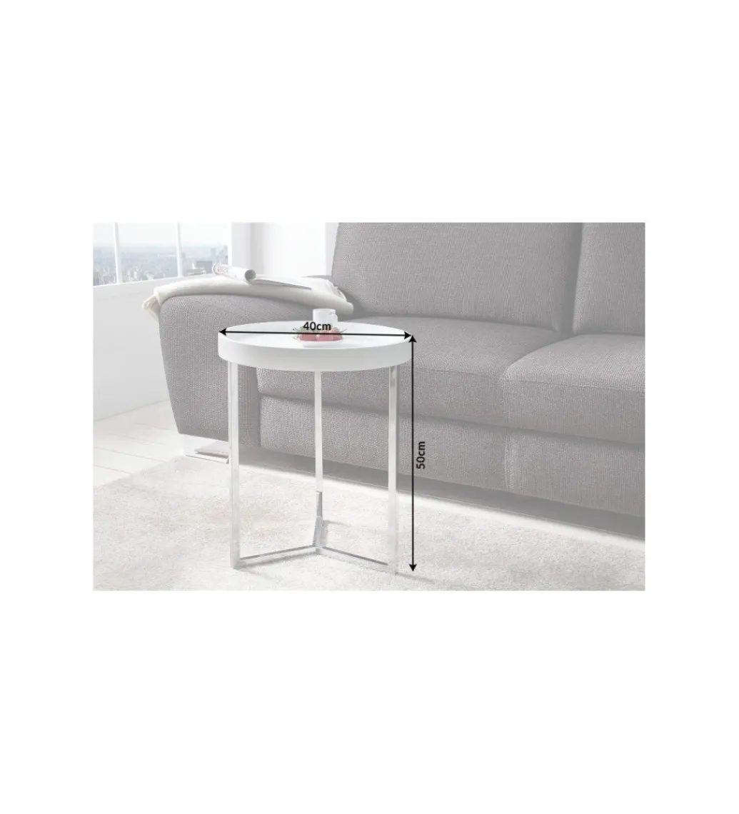 Stolik kawowy Modular 40 cm biało srebrny*Invicta Interior Clearance