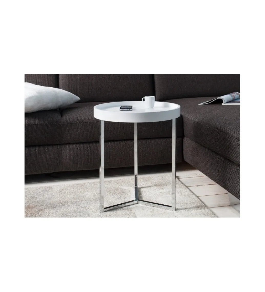 Stolik kawowy Modular 40 cm biało srebrny*Invicta Interior Clearance