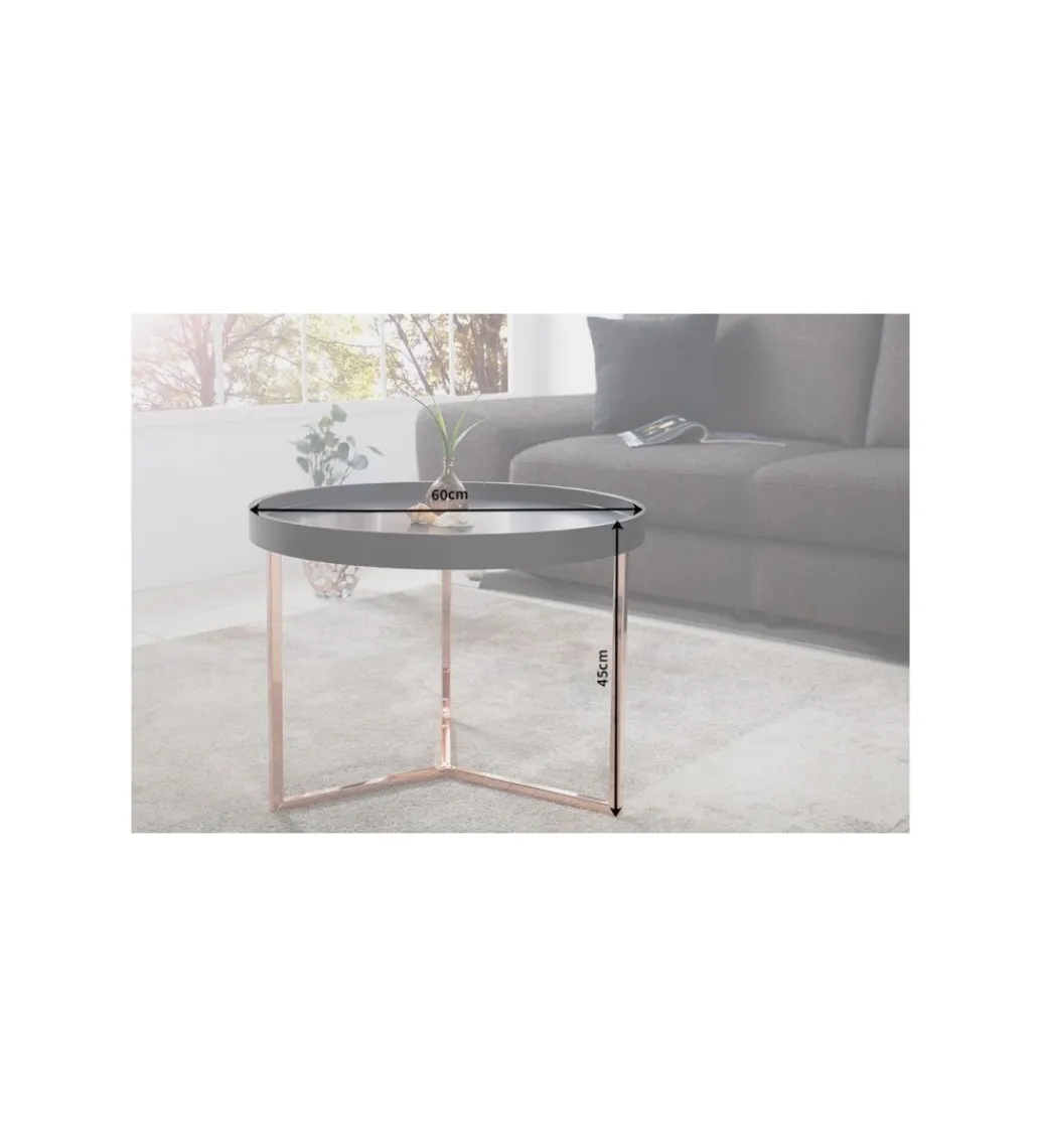Stolik kawowy Modul 60 cm czarno miedziany*Invicta Interior Clearance