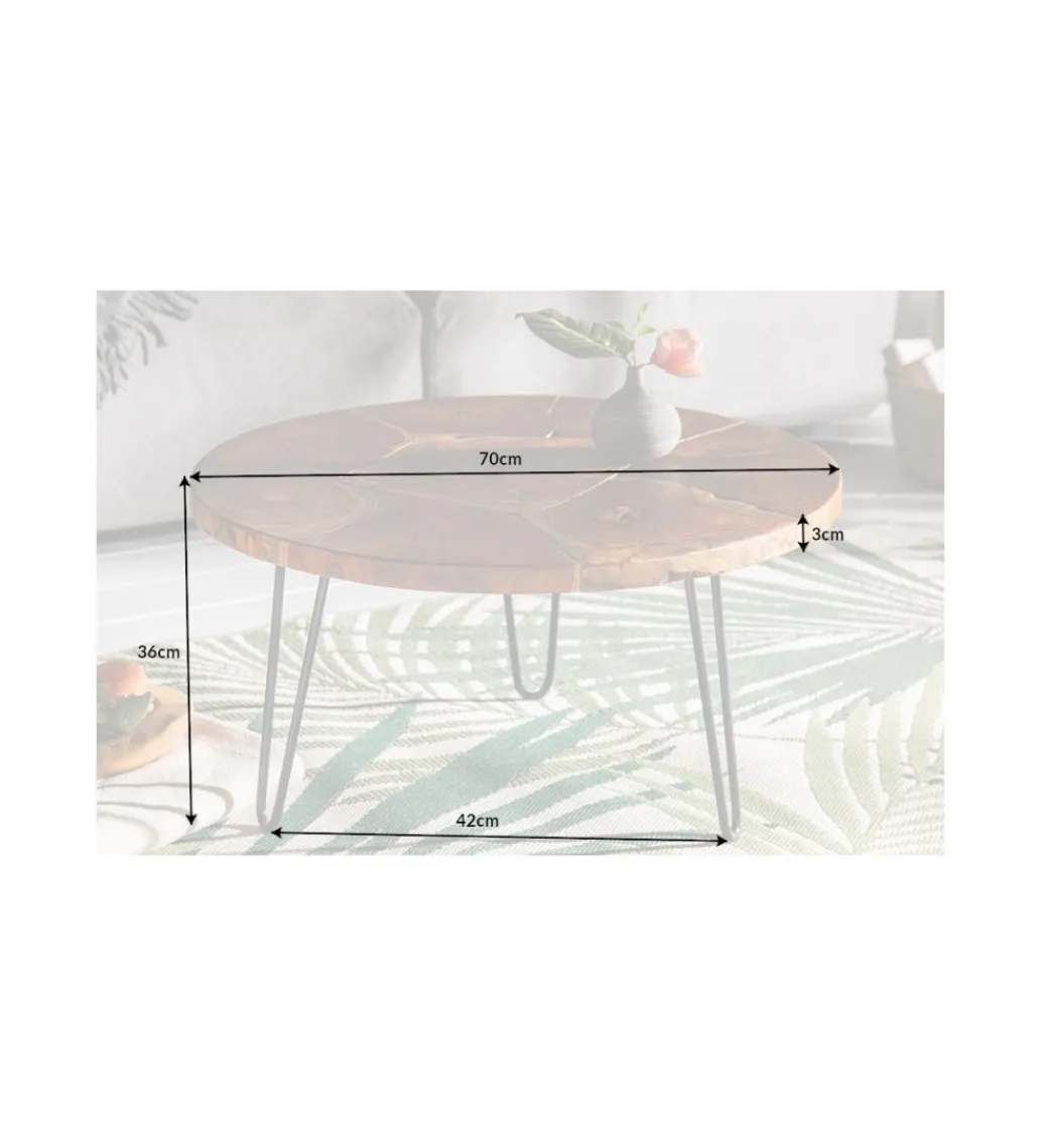 Stolik kawowy Mosaik 70 cm drewno Teak*Invicta Interior - przedsprzedaż Discount
