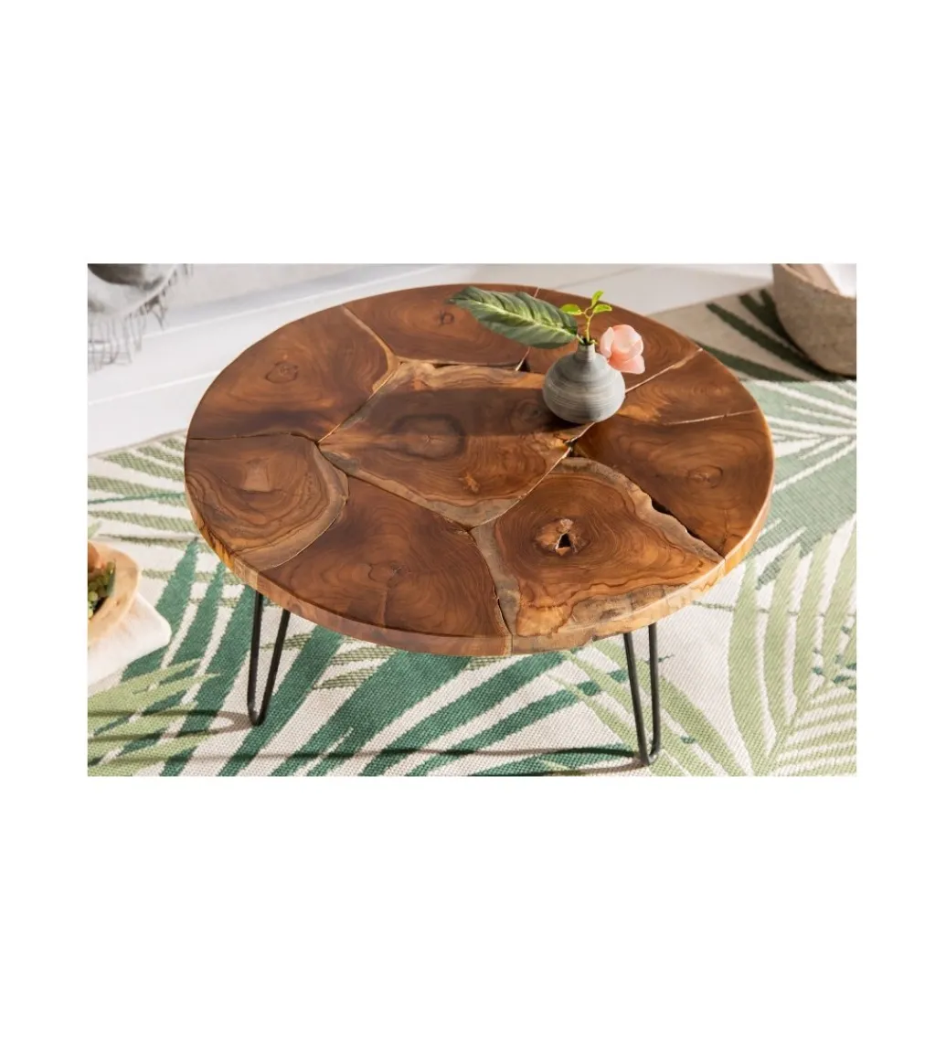 Stolik kawowy Mosaik 70 cm drewno Teak*Invicta Interior - przedsprzedaż Discount