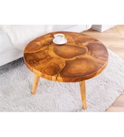 Stolik kawowy MOSAIK 60 cm naturalny teak*Invicta Interior - przedsprzedaż