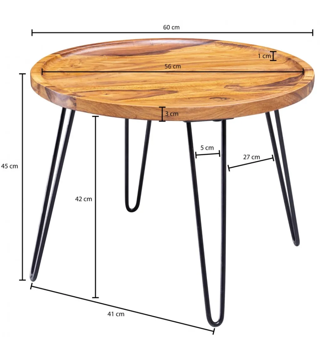 Stolik kawowy MULME 60 cm drewno sheesham*WOHNLING, GERMANY Hot