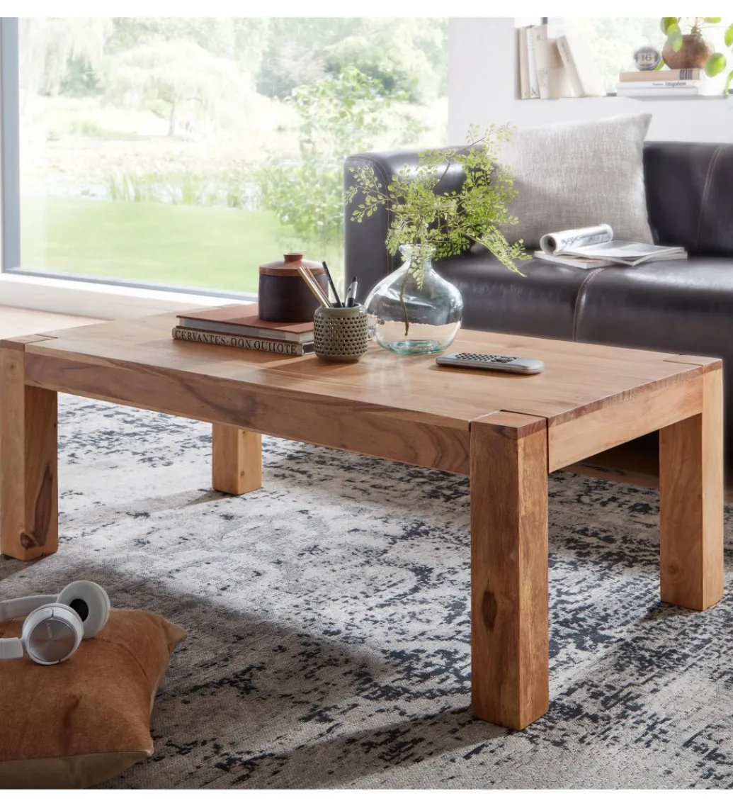 Stolik kawowy MUMBAI Arktyka 110 cm drewno akacja*WOHNLING, GERMANY Outlet