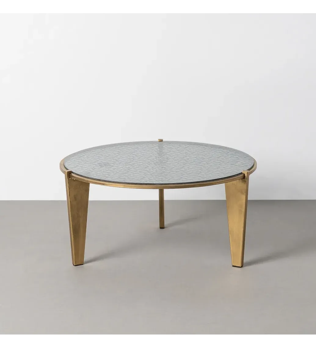 Stolik kawowy NARESTE 79 cm złoty szklany*Zona-Design Online