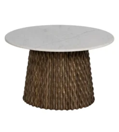 Stolik kawowy NIZAMES 80 cm drewno mango marmur*DENZO Best