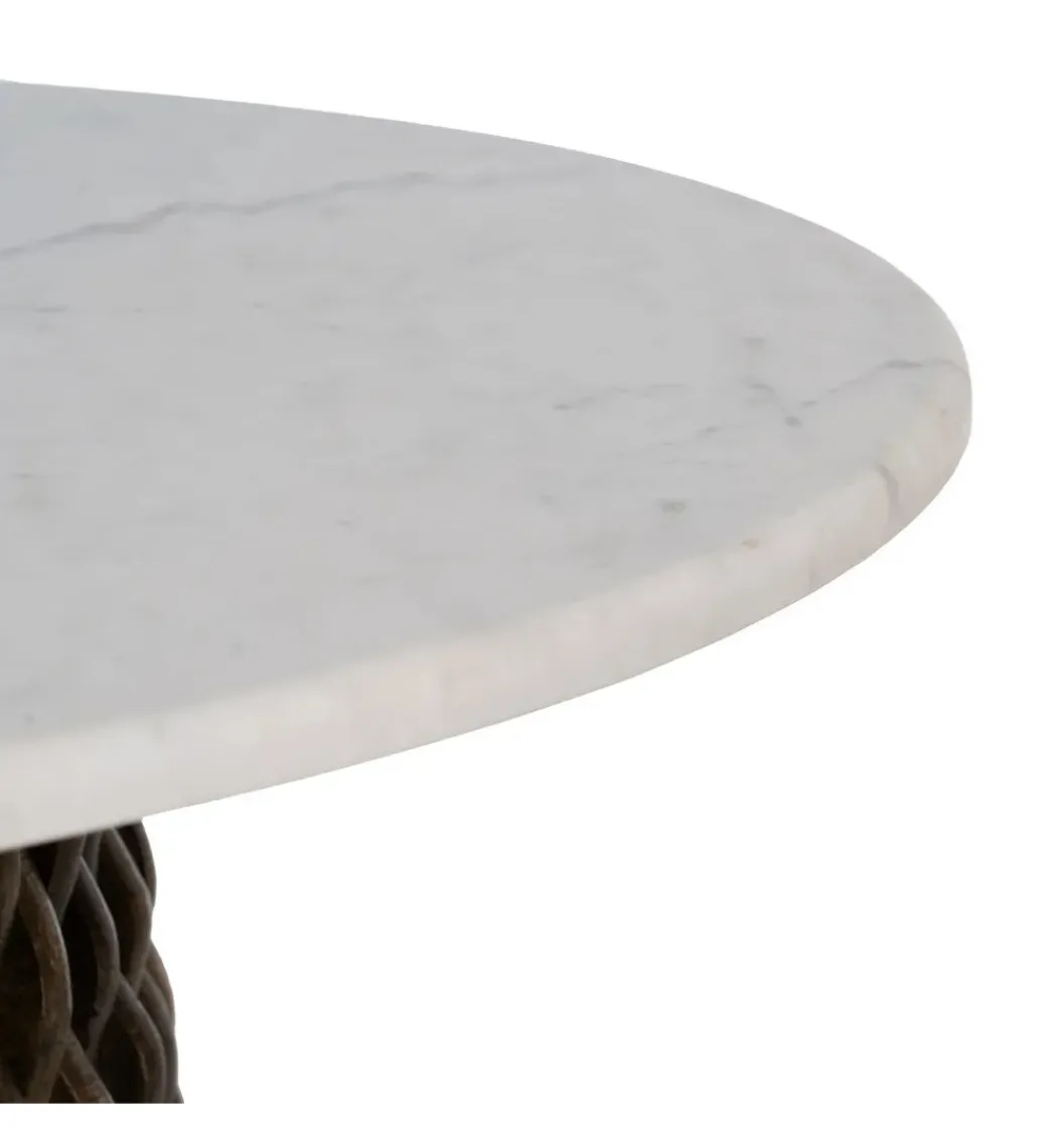 Stolik kawowy NIZAMES 80 cm drewno mango marmur*DENZO Best