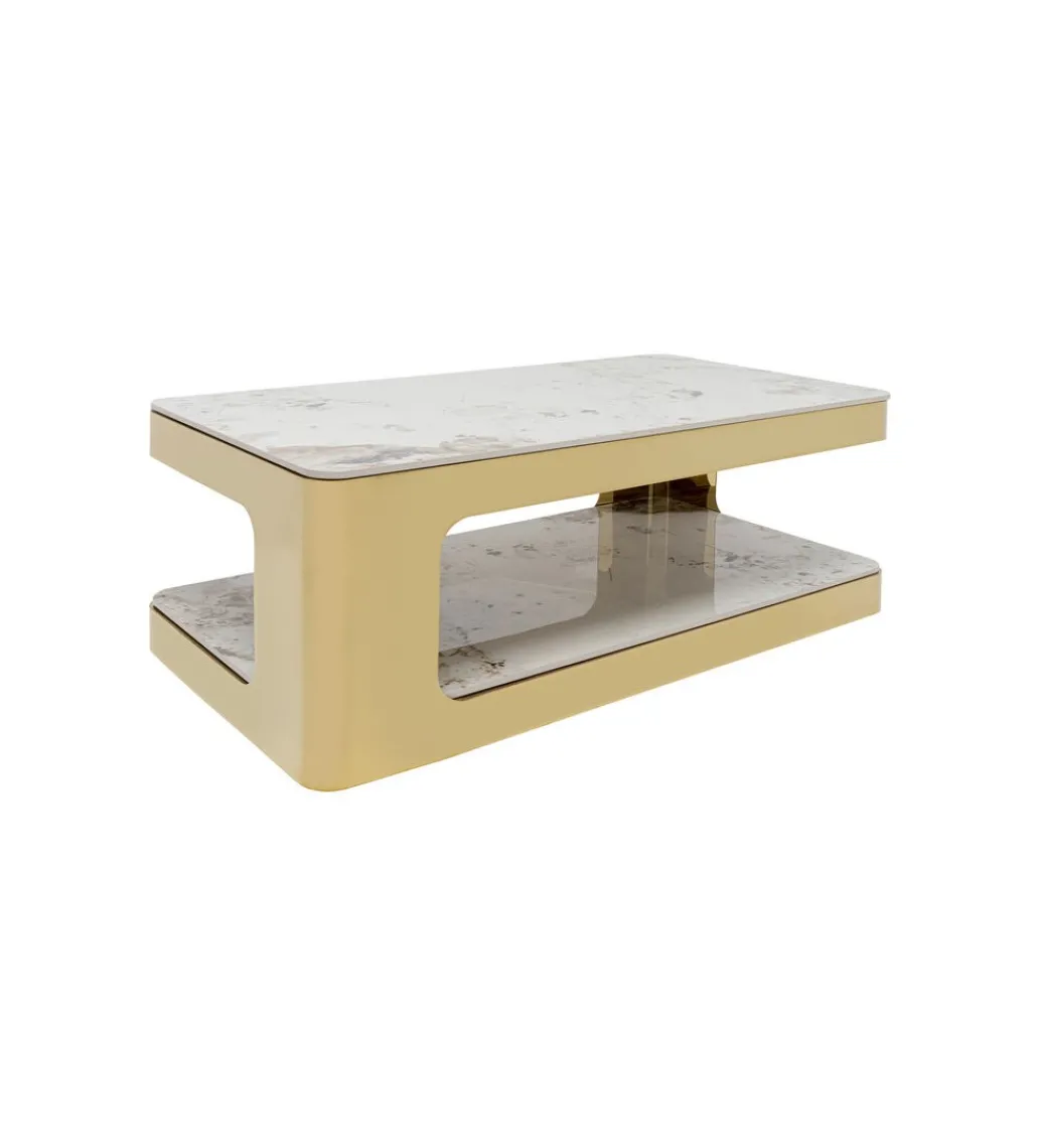 Stolik kawowy NUBE DUO 130 cm złoty efekt marmur*KARE Clearance