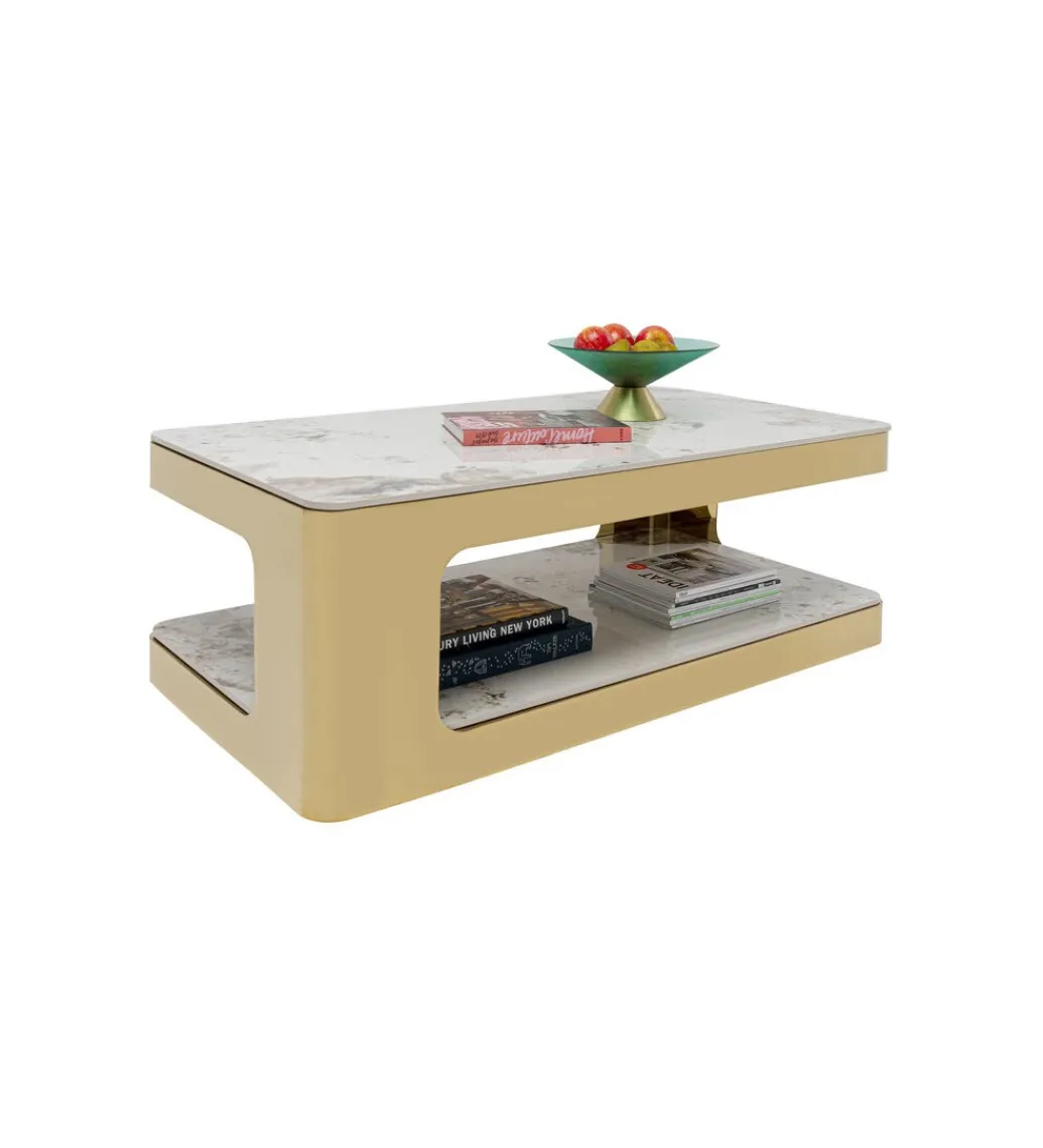 Stolik kawowy NUBE DUO 130 cm złoty efekt marmur*KARE Clearance