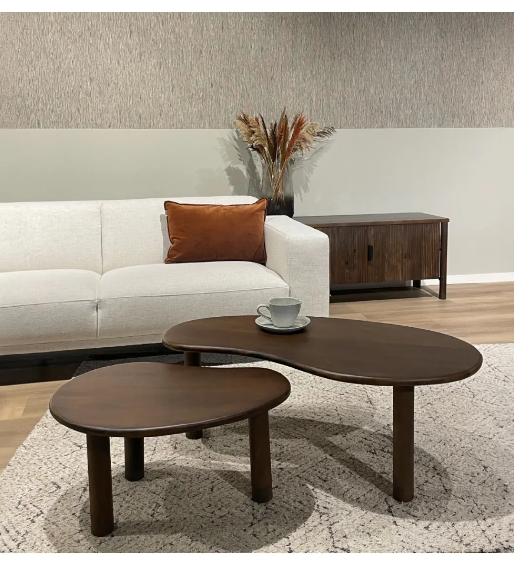 Stolik kawowy NUBI set 2 drewno mango brąz*LF-Design Outlet