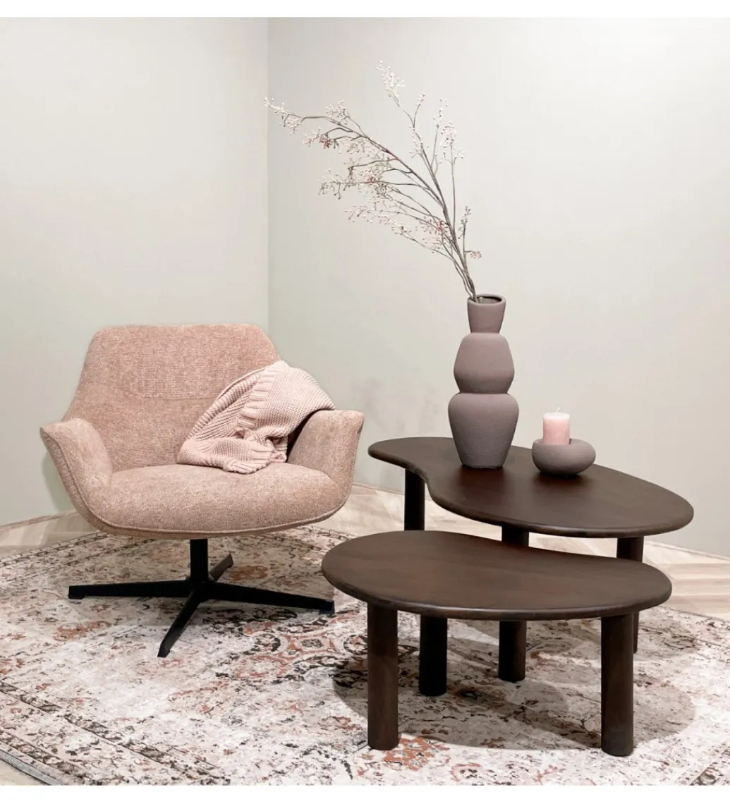 Stolik kawowy NUBI set 2 drewno mango brąz*LF-Design Outlet