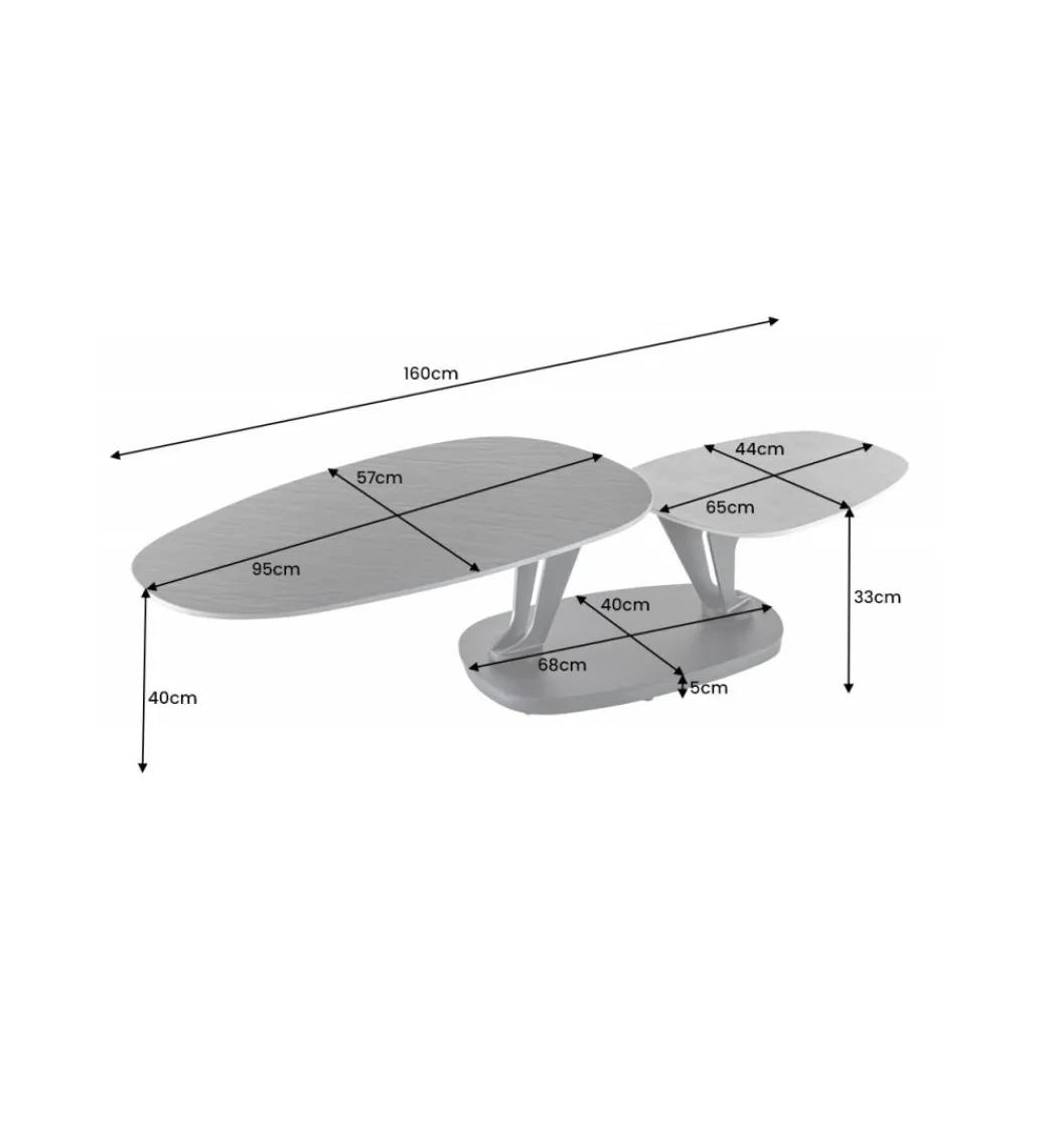 Stolik kawowy obrotowy MOVI 95 cm - 160 cm cermika optyka kamienia*Invicta Interior Outlet