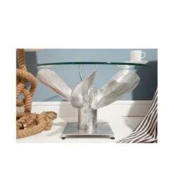 Stolik kawowy Ocean 60 cm srebrny ze szklanym blatem*Invicta Interior Discount