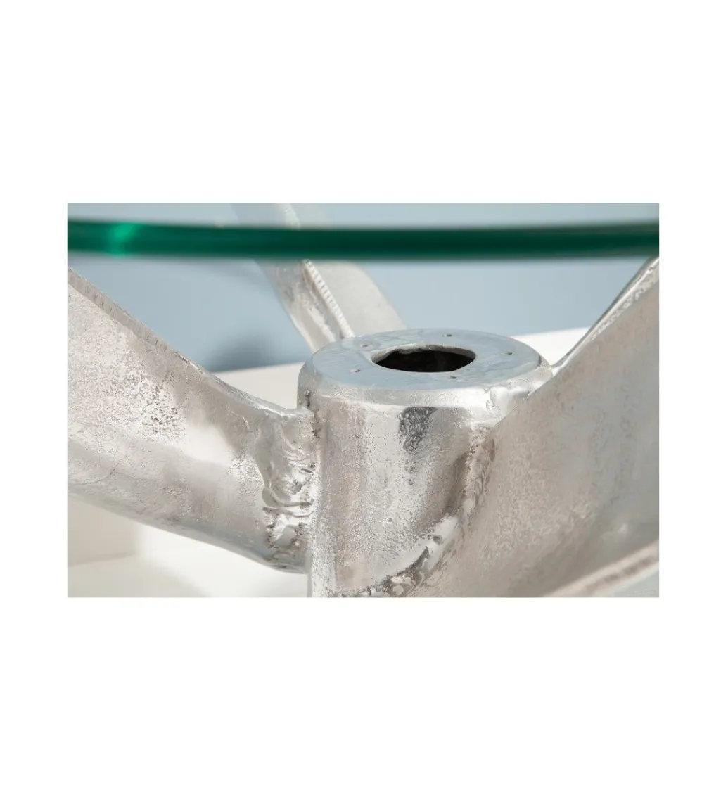 Stolik kawowy Ocean 60 cm srebrny ze szklanym blatem*Invicta Interior Discount