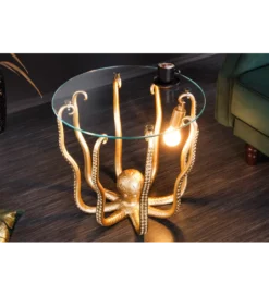 Stolik kawowy OCTOPUS 50 cm z lampą złoty*Invicta Interior Best