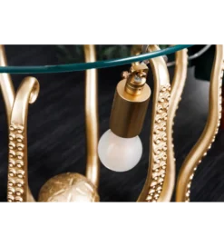 Stolik kawowy OCTOPUS 50 cm z lampą złoty*Invicta Interior Best