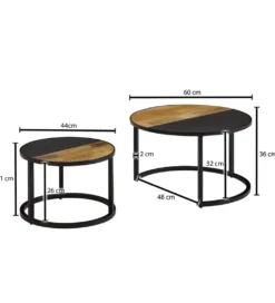 Stolik kawowy OHUS set 2 drewno mango*WOHNLING, GERMANY Clearance