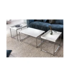 Stolik kawowy OKTAWIAN Elements set 3 biały*Invicta Interior Online