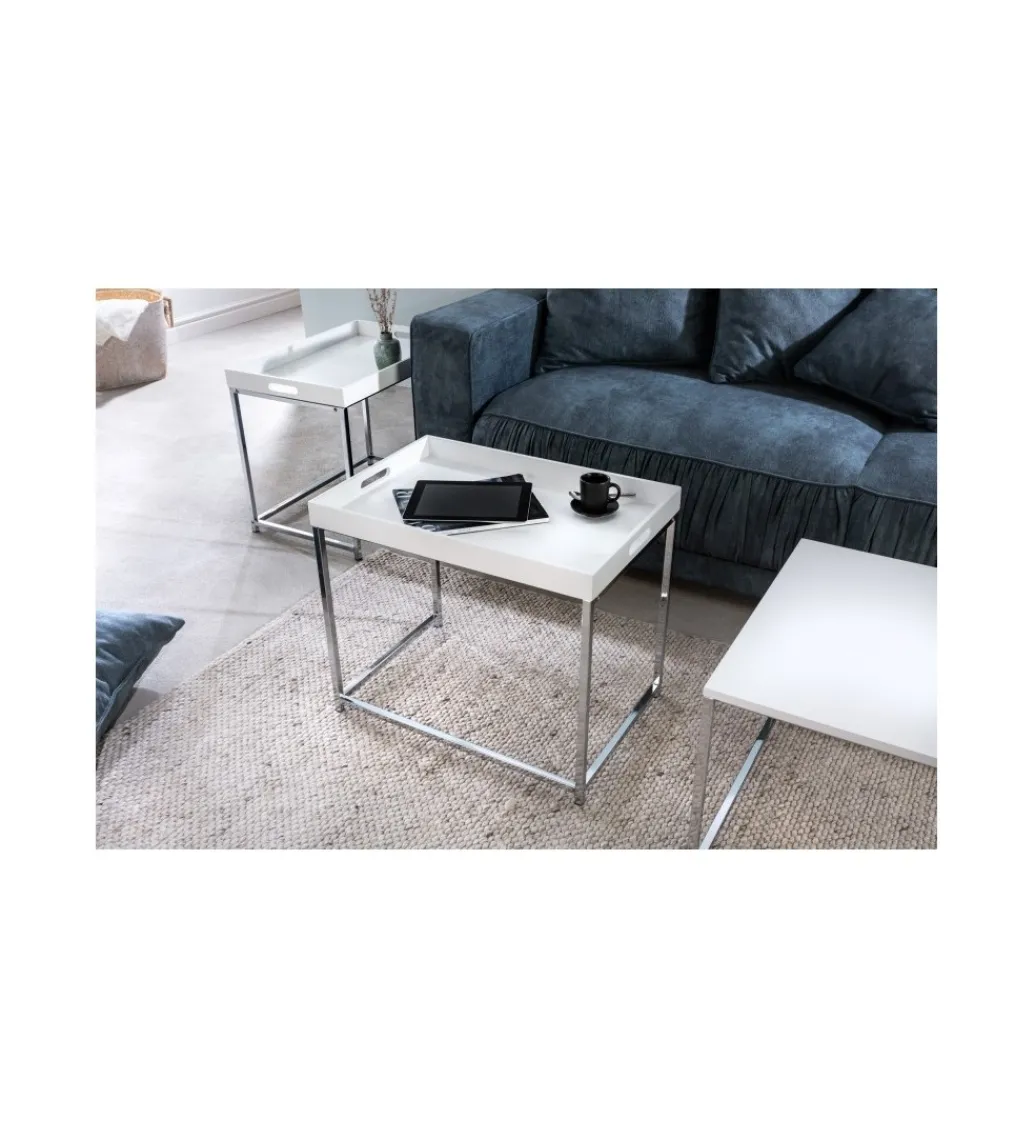 Stolik kawowy OKTAWIAN Elements set 3 biały*Invicta Interior Online