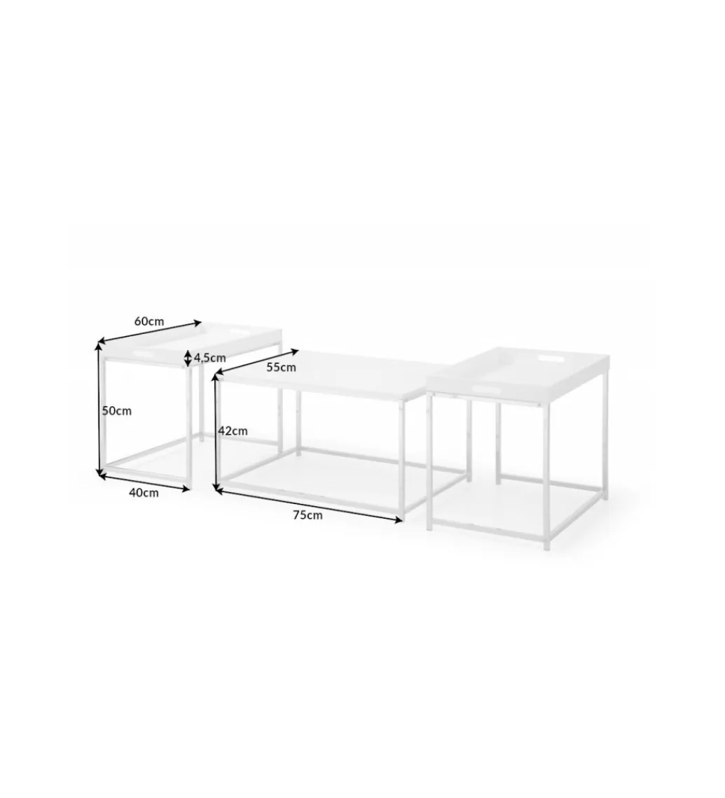 Stolik kawowy OKTAWIAN Elements set 3 biały*Invicta Interior Online