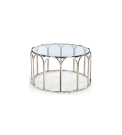 Stolik kawowy OLIVIA 80 cm srebrny*Halmar Sale