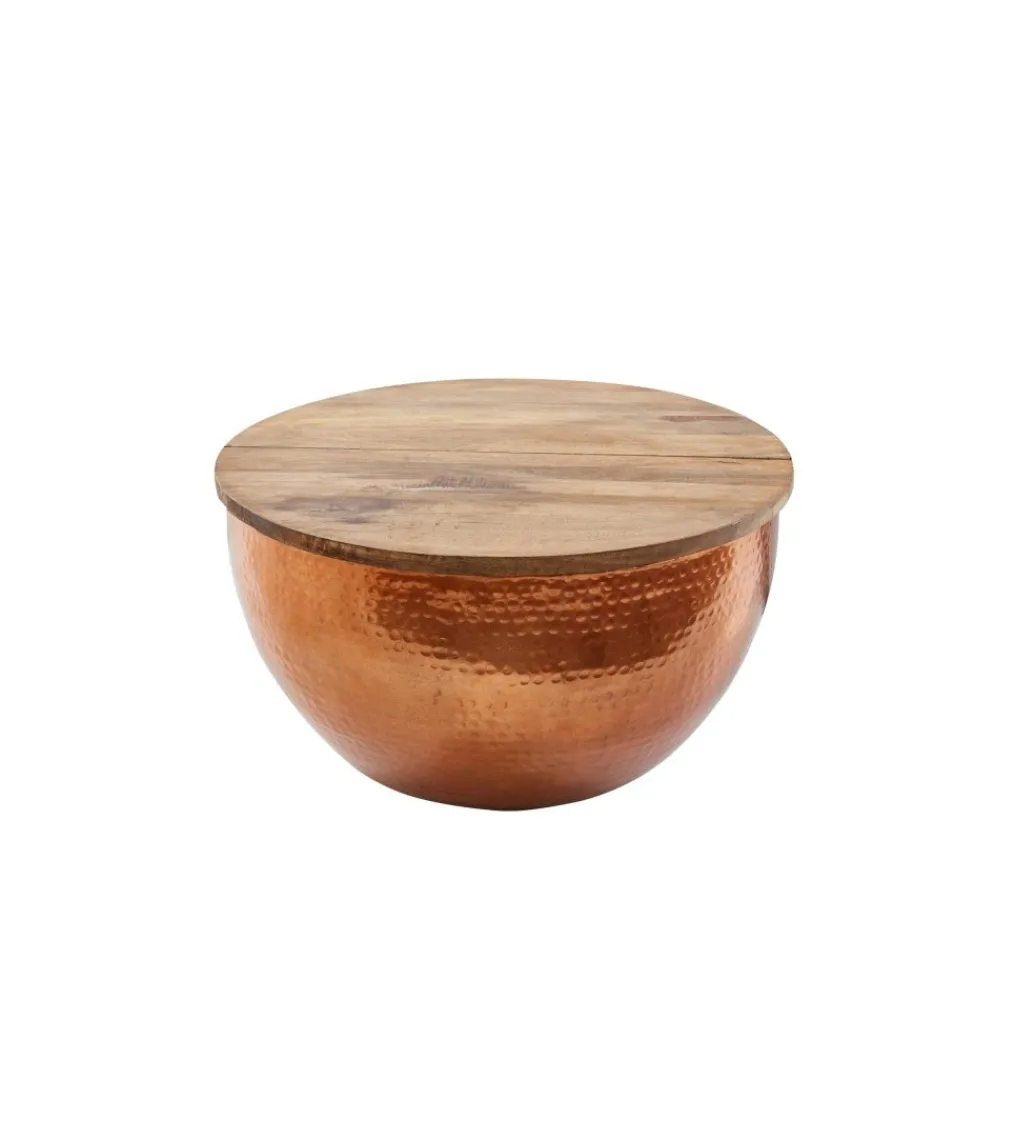 Stolik kawowy Orient Storage 60 cm miedziany z blatem Mango*Invicta Interior Discount
