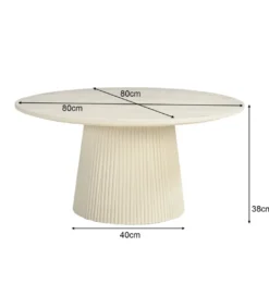 Stolik kawowy PATO 80 cm drewno mango biała*LF-Design Outlet
