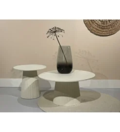 Stolik kawowy PATO 80 cm drewno mango biała*LF-Design Outlet