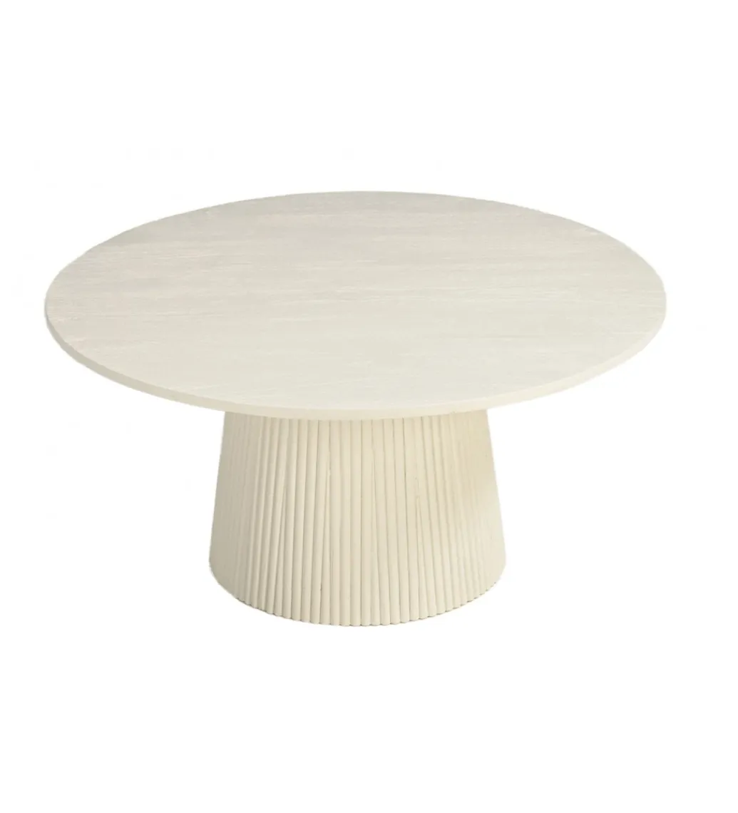 Stolik kawowy PATO 80 cm drewno mango biała*LF-Design Outlet