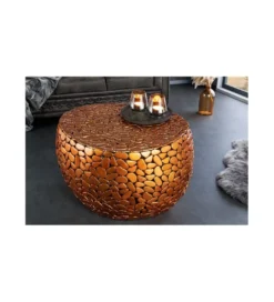 Stolik kawowy PEDRA Stone Mosaic 72 cm miedziany*Invicta Interior Online
