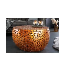 Stolik kawowy PEDRA Stone Mosaic 72 cm miedziany*Invicta Interior Online