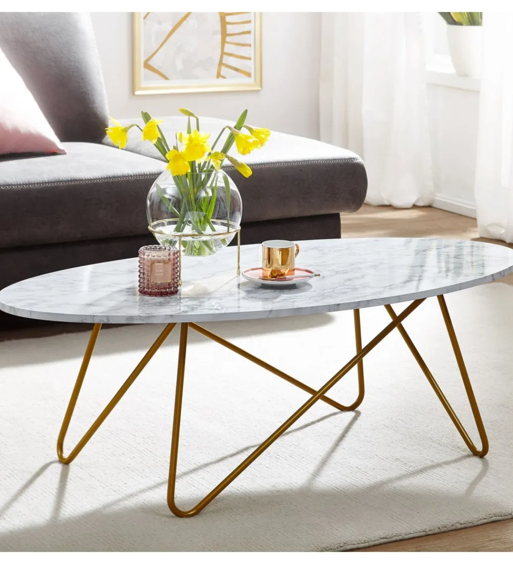Stolik kawowy PLYMO 120 cm w optyce marmuru*WOHNLING, GERMANY Best