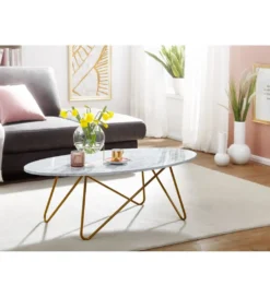 Stolik kawowy PLYMO 120 cm w optyce marmuru*WOHNLING, GERMANY Best
