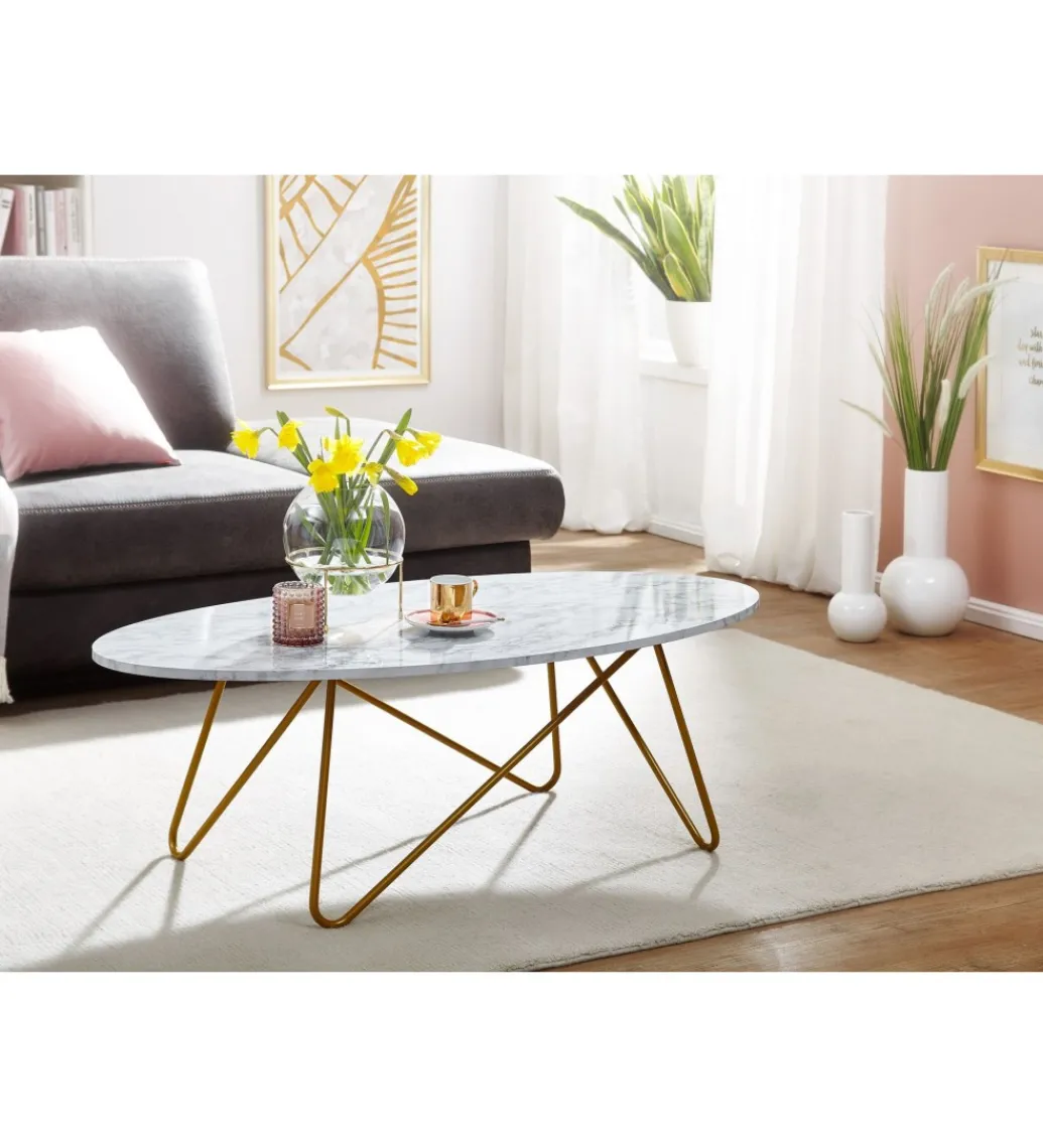 Stolik kawowy PLYMO 120 cm w optyce marmuru*WOHNLING, GERMANY Best
