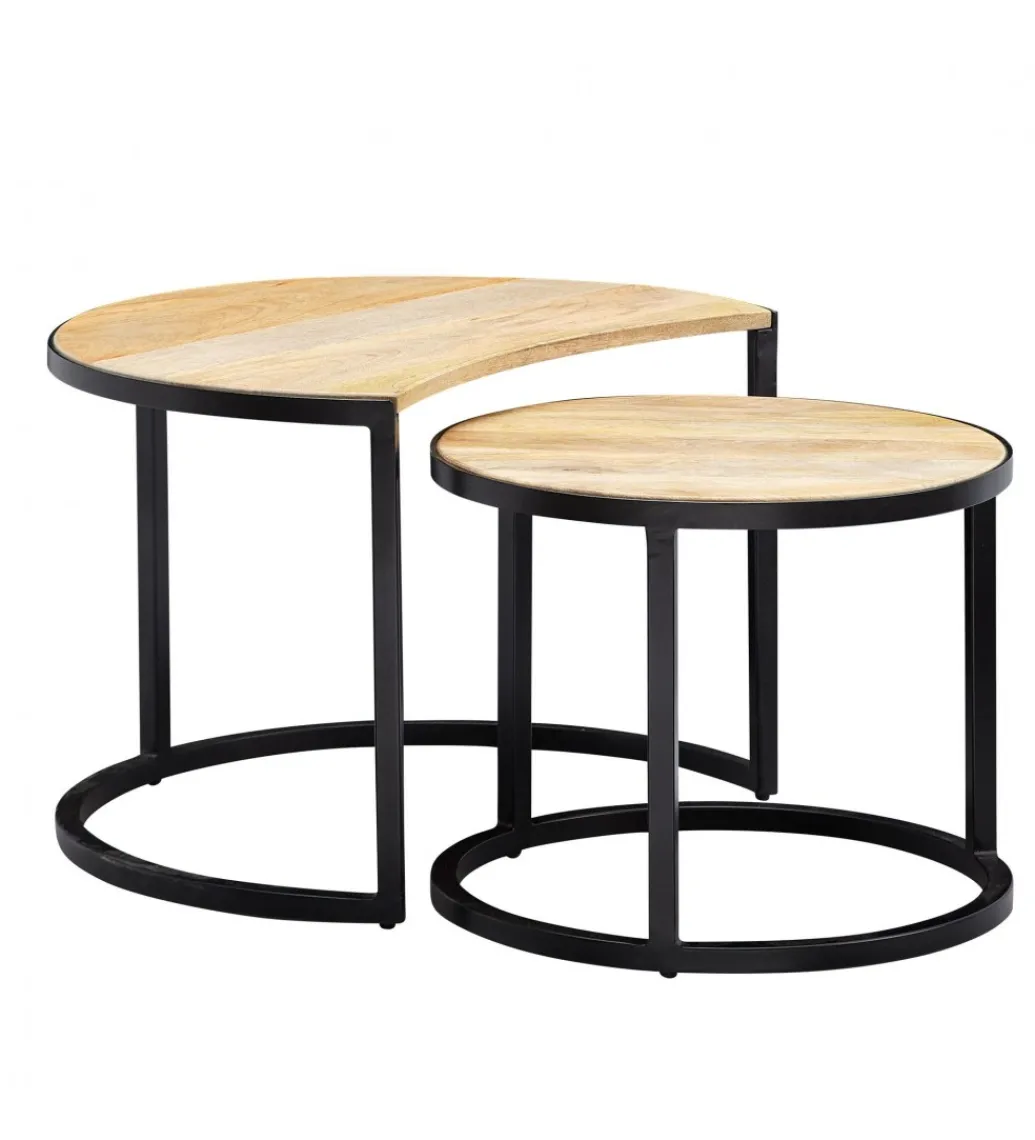 Stolik kawowy REMIL set 2 drewno mango*WOHNLING, GERMANY Sale